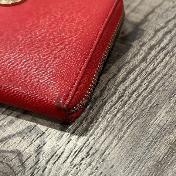 Furla Red Saffiano Leather Zip Around Wallet - Picture 8 of 16